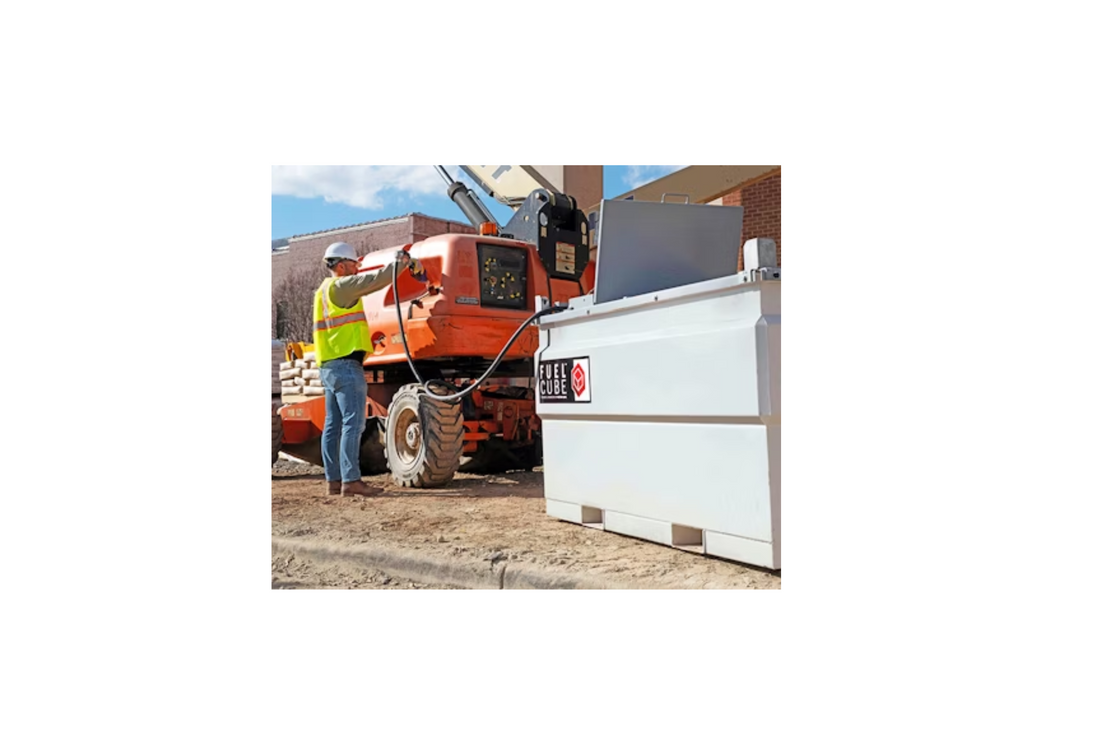 Western Global fuel cube at jobsite for stationary fueling. 