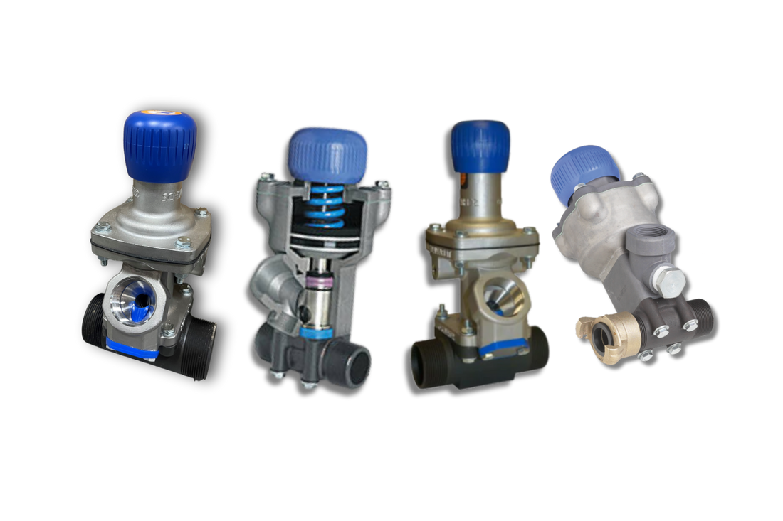 Schmidt abrasive metering valves including Thompson Valve II, Thompson XL, and TeraValve XL used in sandblasting equipment