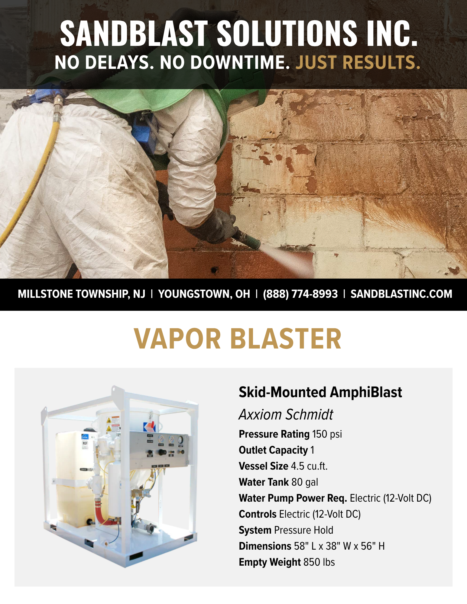 AmphiBlast Skid Unit – Single-Outlet with 80 Gal Tank – sandblast solutions